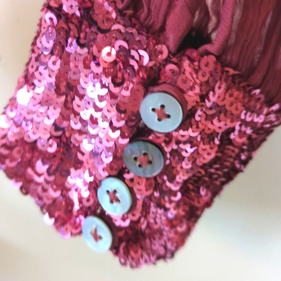 Free People Sequin Dream Cuff Blouse XS - Picture 13 of 16